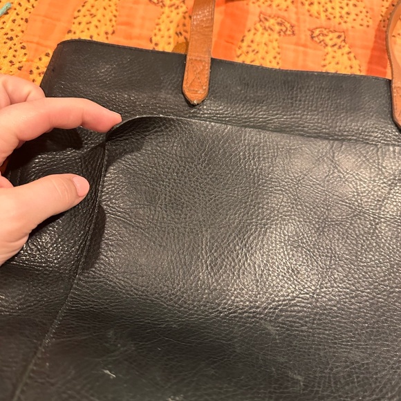 Madewell zip top medium transport tote - black and brown leather - Picture 5 of 13